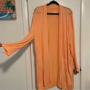 Torrid Size 2 (18/20) Long Cardigan/Duster. Light Orange in Color.